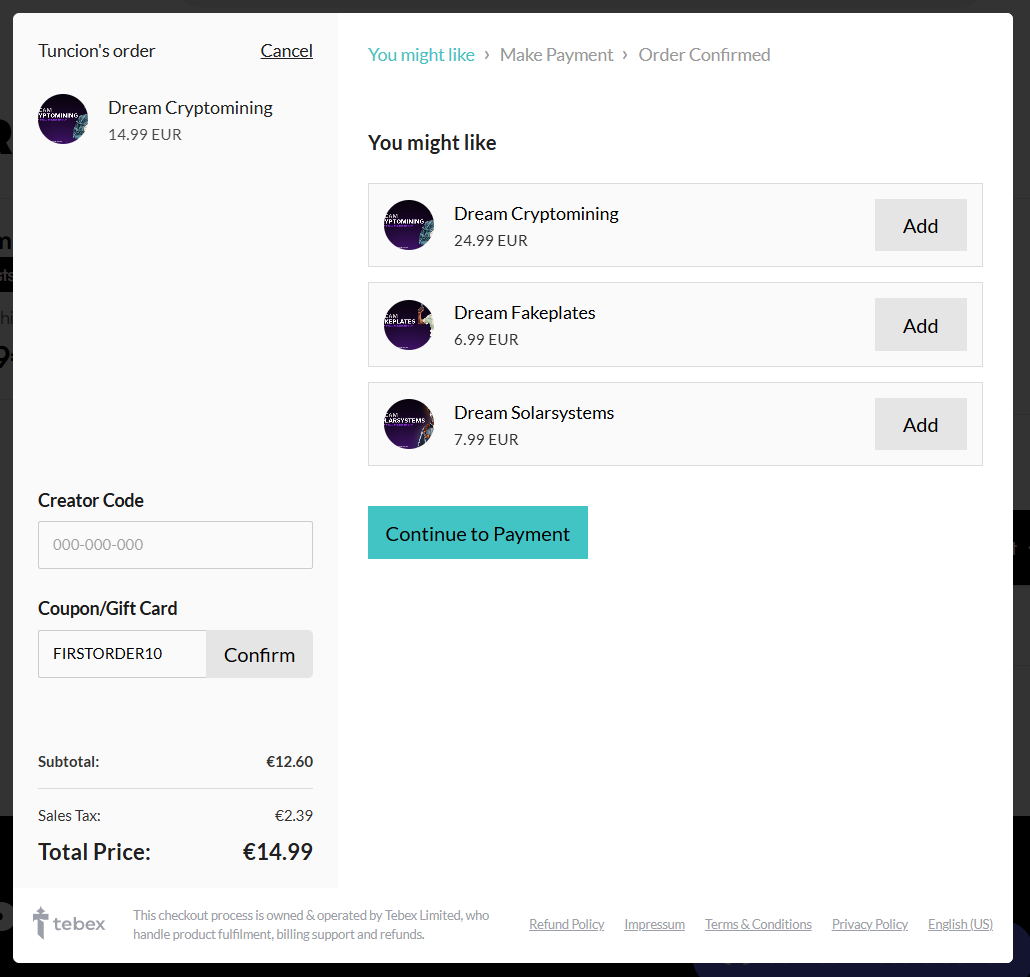 Tebex Checkout